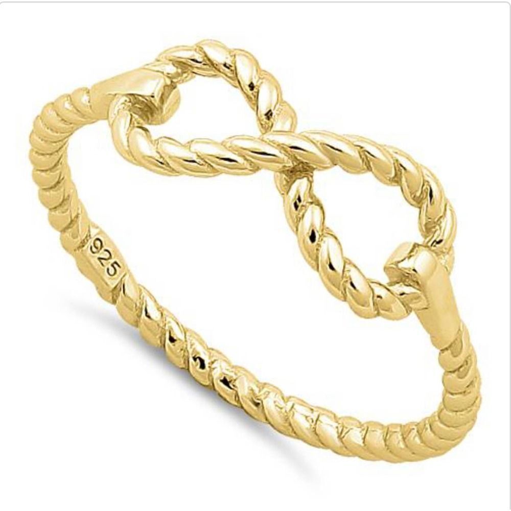 Gold Plated Sterling Silver Braided Infinity Ring Size 7,8